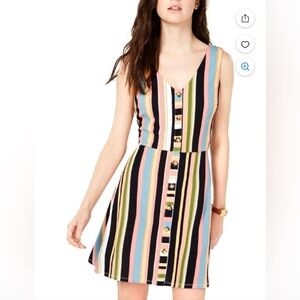 BCX Mini Dress Sleeveless V-Neck Multicolored Striped Size XL